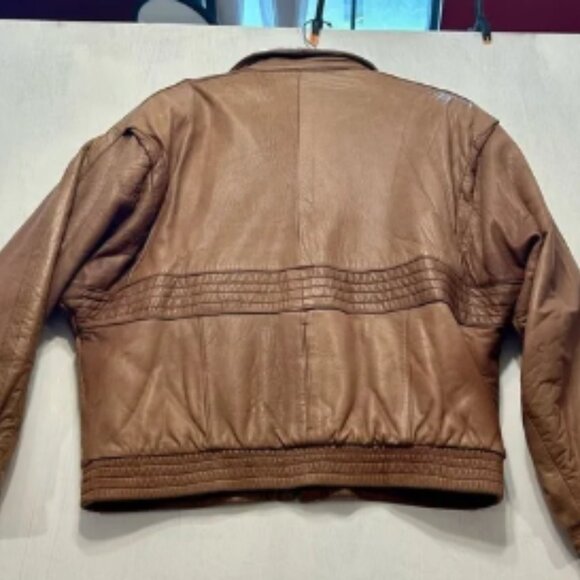 Vintage Pelle Moda Genuine Leather Bomber Jacket XL Distressed Brown Korea - Picture 12 of 12